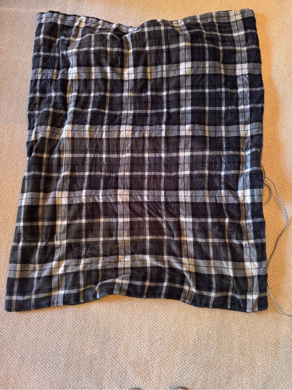 Sunbeam Warming Throw Electric Heated Blanket Plaid black Charcoal 50x60